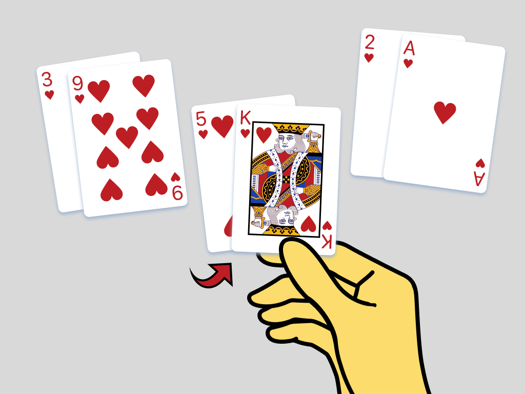Figura 4: Intercambio del Rey de corazones con el Cinco de corazones.