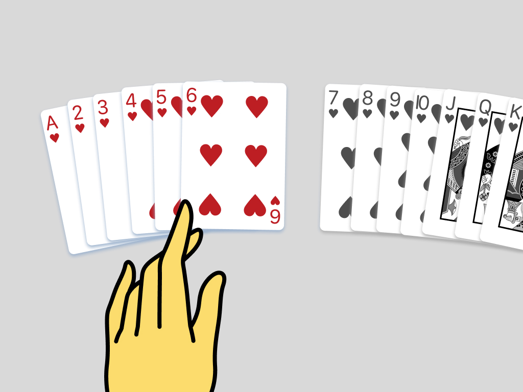 Figure 2: Deck of cards divided in the middle, discarding the right section.