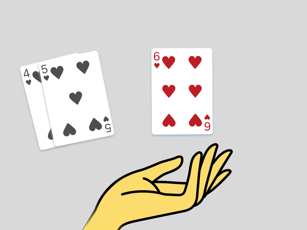 Figure 6: Hand showing the found card, Six of hearts.