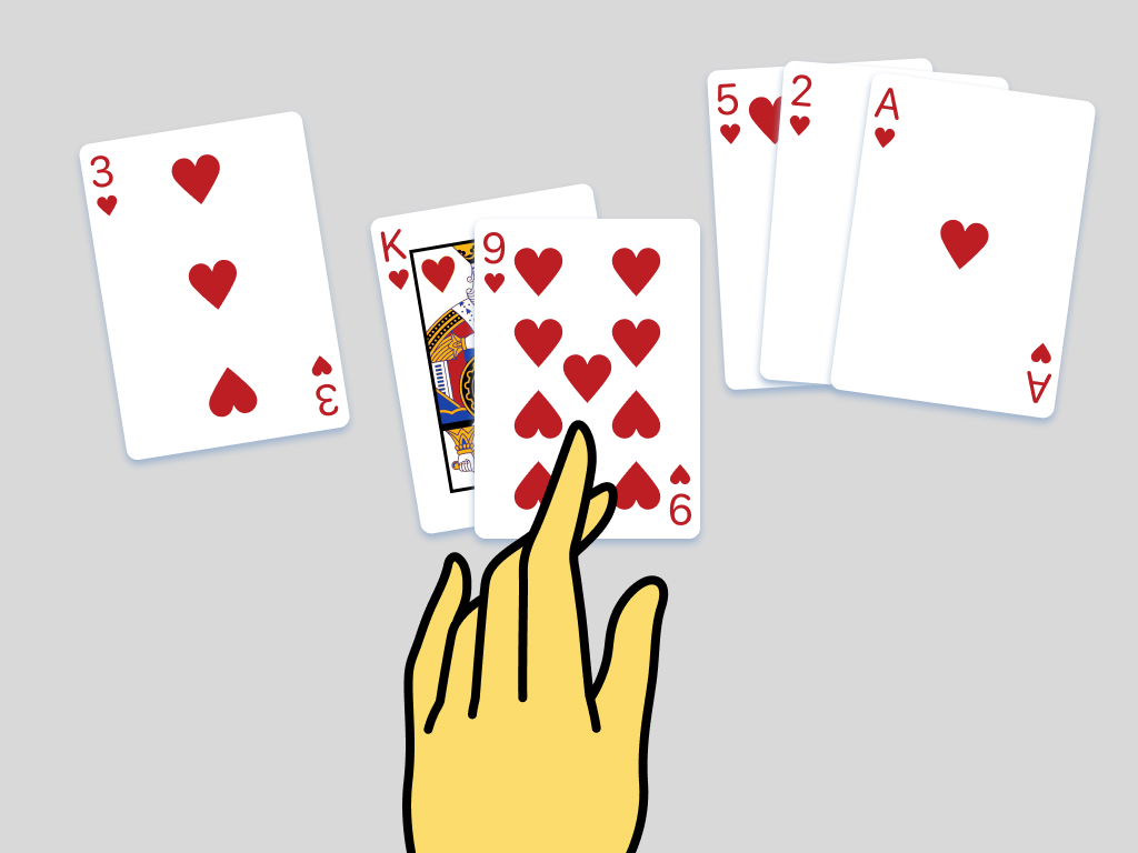 Figura 2: Comparación del Rey de corazones con el Nueve de corazones.