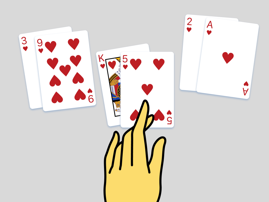 Figura 4: Comparación del Rey de corazones con el Cinco de corazones.