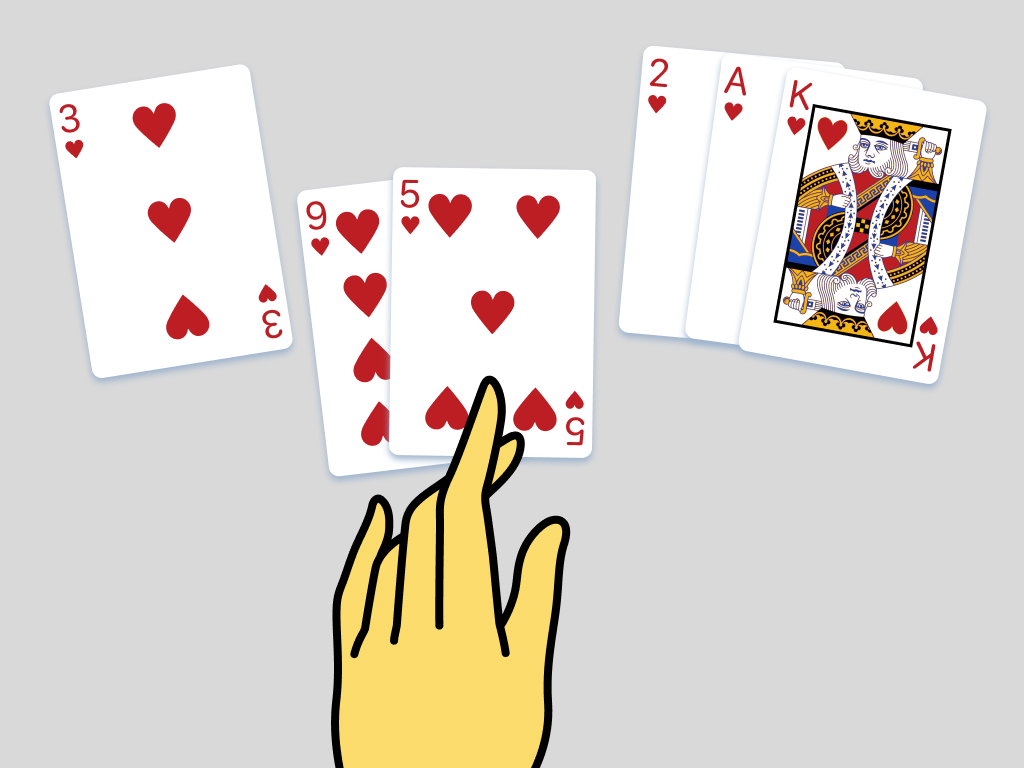 Figura 5: Comparación del Nueve de corazones con el Cinco de corazones.