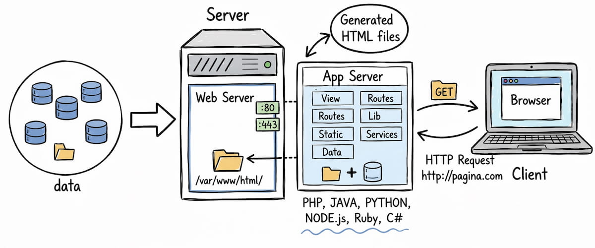 Figura 2: flujo de un sitio web dinámico
